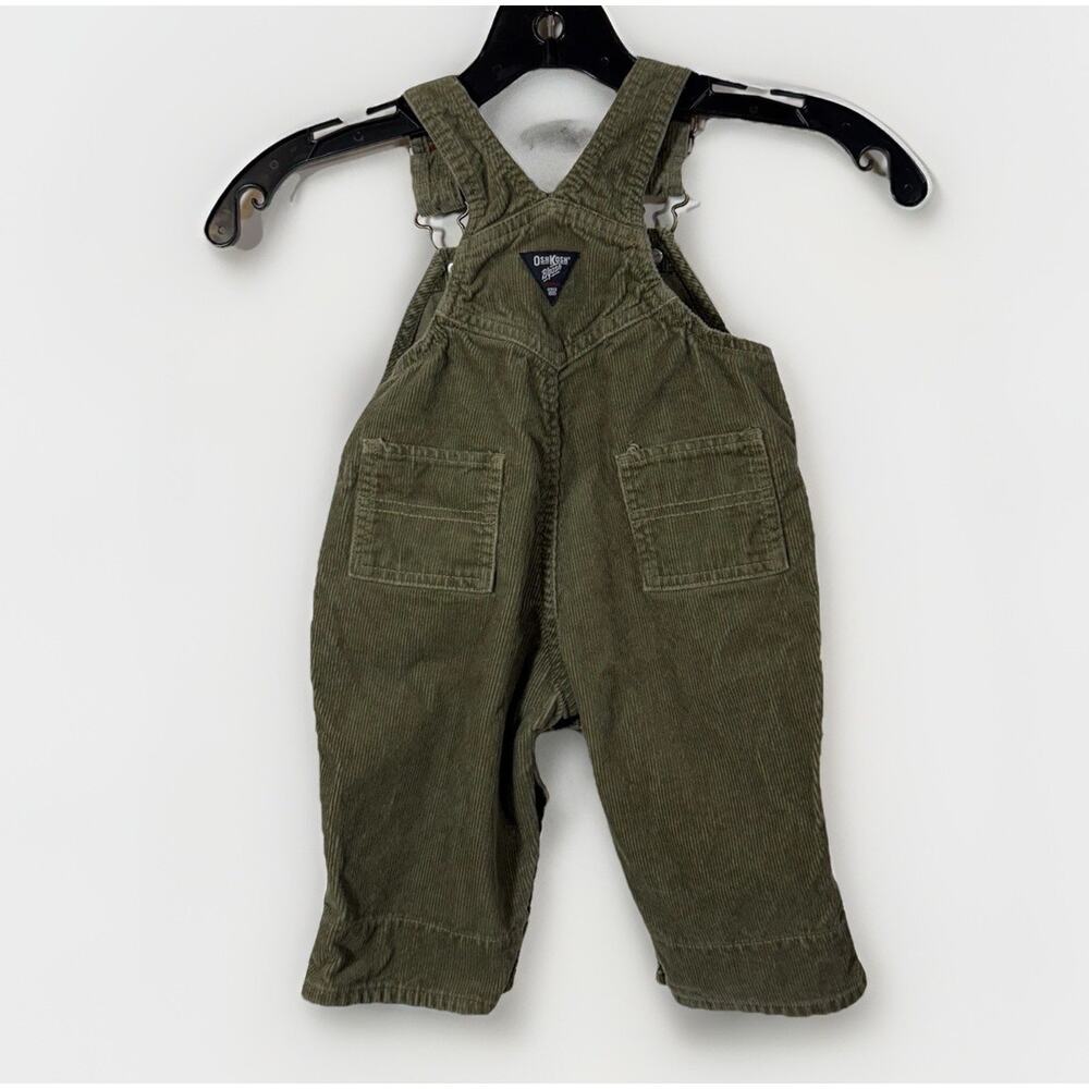 OshKosh B'Gosh Olive Green Corduroy Bib Overalls Size 3-6 M Cotton Vestbak - Picture 5 of 14